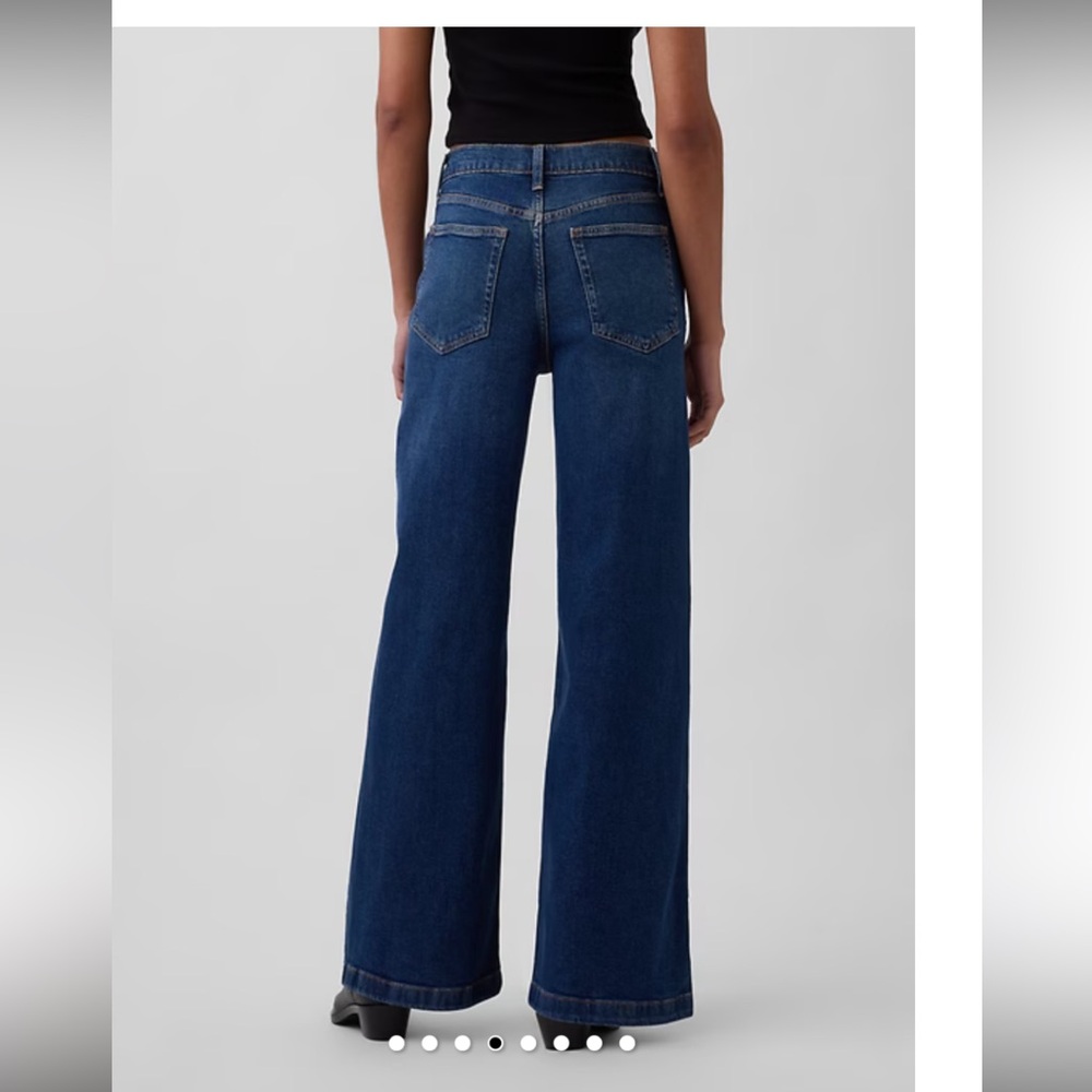 GAP Stride High Rise Wide Leg Jeans in a dark wash denim Size 29 Petite - Picture 2 of 12
